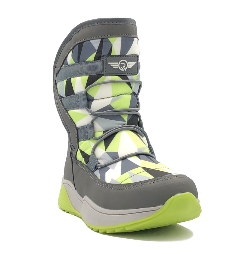 REDVOLUTION Kid's Snow Boots Slip-Resistant Waterpoof Winter Fashion Shoe (450K green, big kid 5) - Image 2