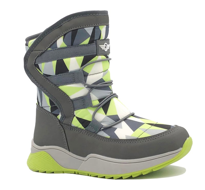 REDVOLUTION Kid's Snow Boots Slip-Resistant Waterpoof Winter Fashion Shoe (450K green, big kid 5) - Image 1