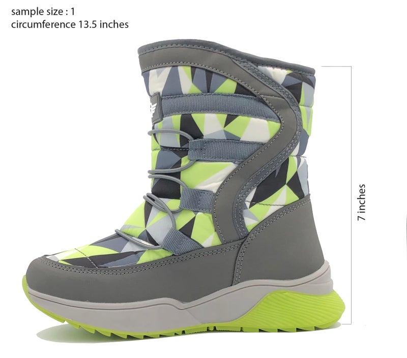 REDVOLUTION Kid's Snow Boots Slip-Resistant Waterpoof Winter Fashion Shoe (450K green, big kid 5) - Image 3