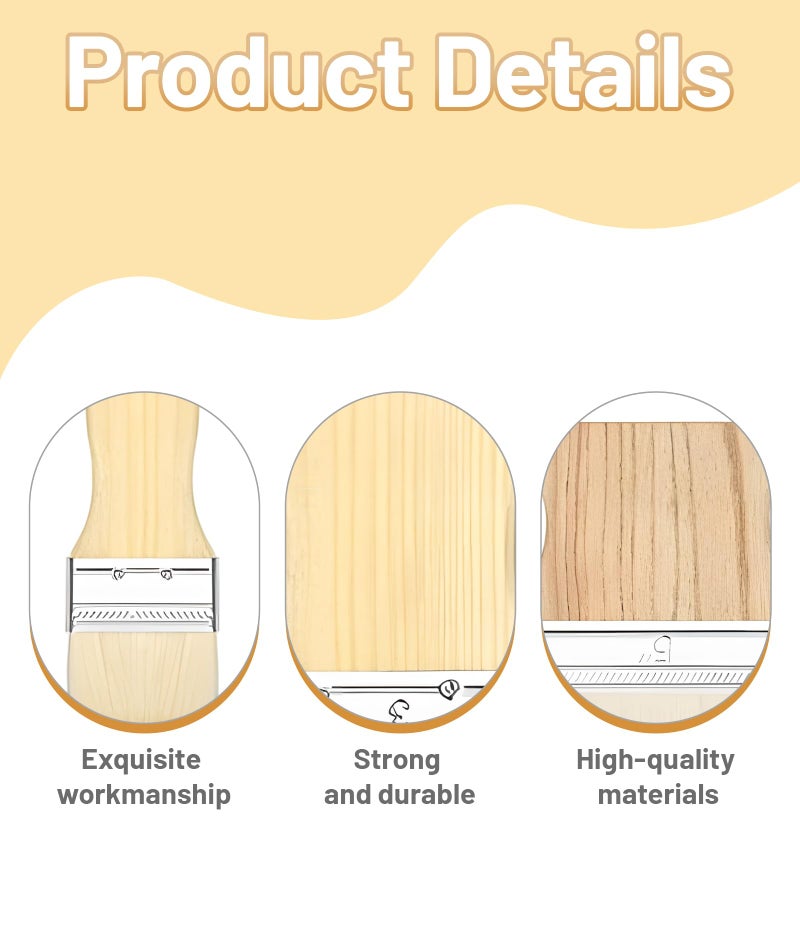 RupeeRise Large Paint Brushs with Wooden Handle, Flat Brush Set for Painting, Paint Brush Set for Acrylic Painting, Walls and Furniture (4) - Image 2