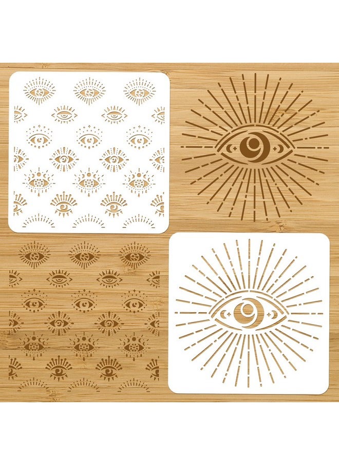 NBEADS - 2 Pcs Evil Eye Painting Stencils Templates 11.8×11.8 Inch Reusable Diy Art And Craft Stencils For Painting On Wood Fabric Paper Walls Canvas Floor Tile - Image 1