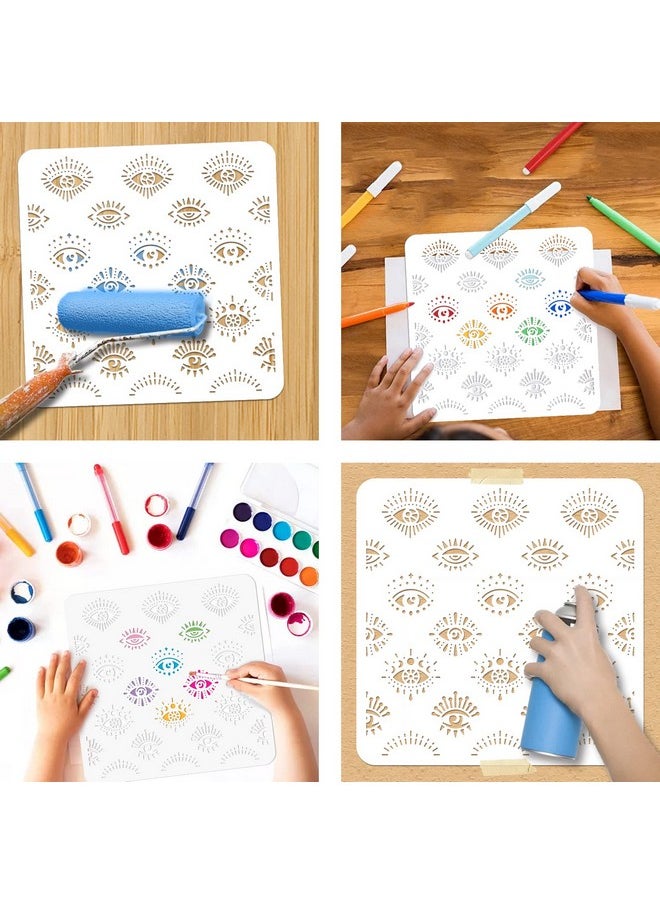 NBEADS - 2 Pcs Evil Eye Painting Stencils Templates 11.8×11.8 Inch Reusable Diy Art And Craft Stencils For Painting On Wood Fabric Paper Walls Canvas Floor Tile - Image 1