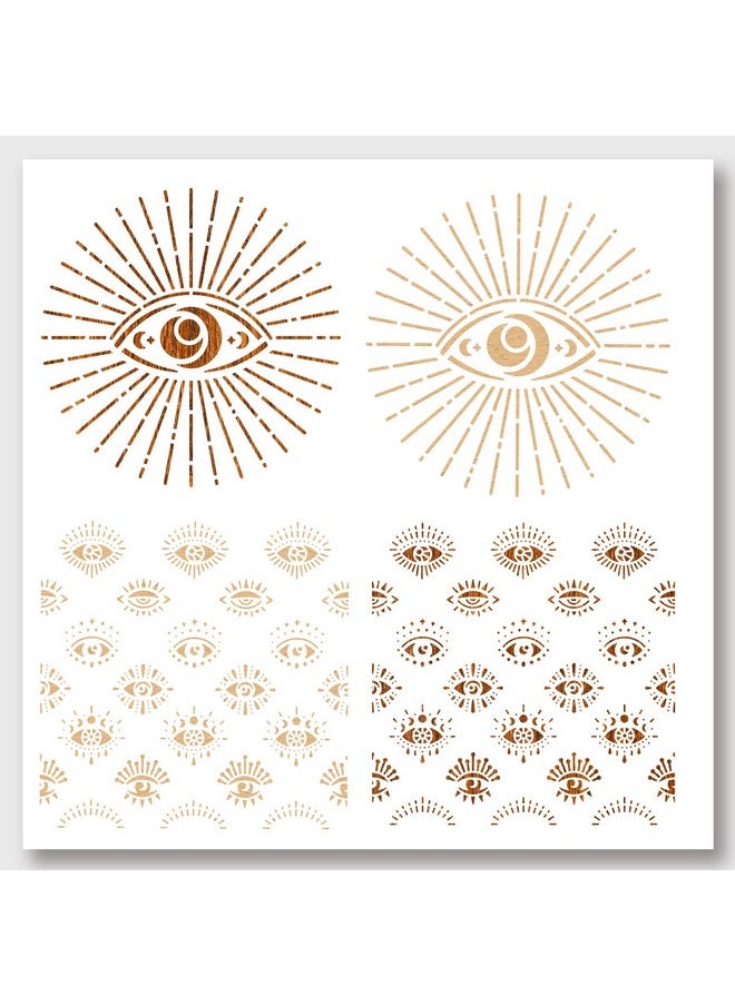 NBEADS - 2 Pcs Evil Eye Painting Stencils Templates 11.8×11.8 Inch Reusable Diy Art And Craft Stencils For Painting On Wood Fabric Paper Walls Canvas Floor Tile - Image 1