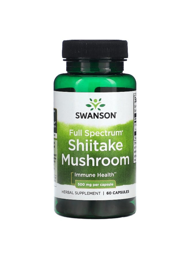 SWANSON Swanson, Full Spectrum Shiitake Mushroom, 500 mg, 60 Capsules  - Image 1