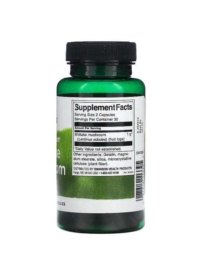 SWANSON Swanson, Full Spectrum Shiitake Mushroom, 500 mg, 60 Capsules  - Image 2