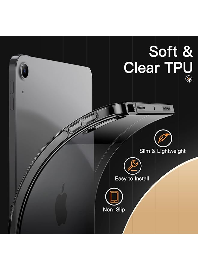 جي تيك حافظة لجهاز ايباد اير 11 انش M2 2024 وايباد اير 5 4 10.9 انش موديل 2022 2020، حافظة شفافة ناعمة من مادة TPU مقاومة للصدمات، تدعم قلم الشحن برو 2Nd، لون اسود - Image 3