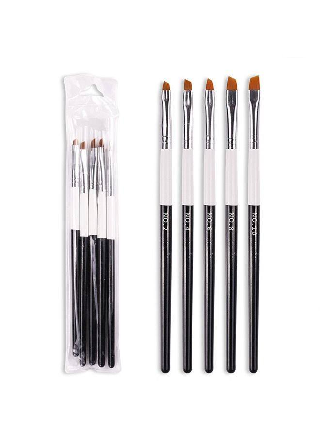 Generic فرشاة فن الأظافر أكريليك 5 قطع فضية  - Image 1