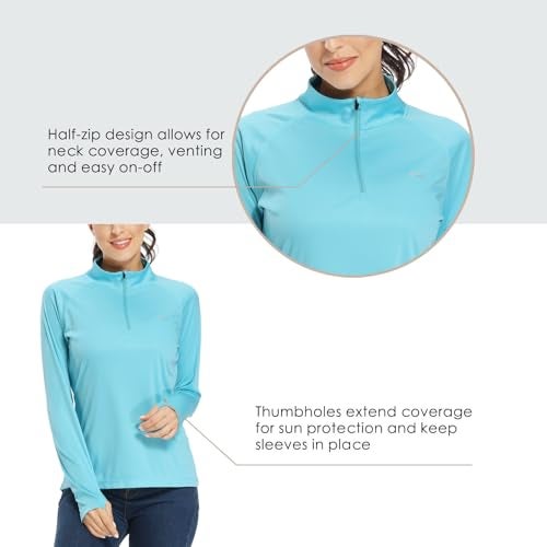 Willit Women's UPF 50+ Quarter Zip Sun Protection Shirt SPF Long Sleeve Workout Golf Hiking Shirt Quick Dry Rash Guard Blue XXL - Image 4