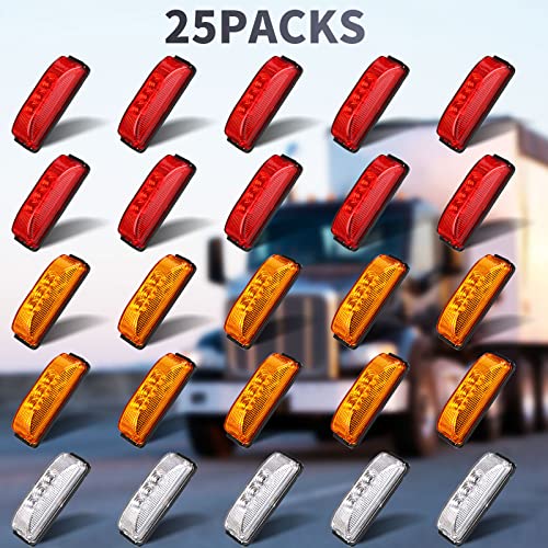Riakrum 25 Pcs 4 Inch 3 LED Side Marker Lights Waterproof Sealed Trailer LED Lights for Rv Truck Utv Atv Boats, 12v, Red, Orange and White - Image 2