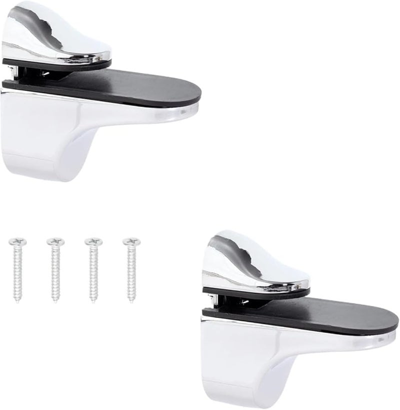 Silver Glass Clamp Bracket Adjustable Floating Wall Shelf Support 6 Pieces - Image 3