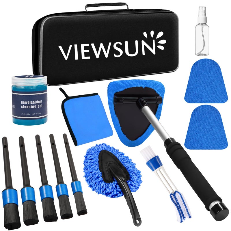 Viewsun Windshield Cleaner Tool 14Pcs Car Interior Cleaning Kit Car Detailing Kit Interior Cleaner Car Detailing Brushes Car Cleaning Gel Inside Cleaning Supplies Accessories for Women Men