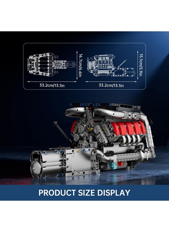 mould king Mould King V8 Model Engine Kit for Adults, V8 Engine Building Sets, Mini Engine Toys Scale with Motor, STEM Project Building Kits, DIY Collectible Blocks for Boys (1169 Pieces) 10203  - Image 3
