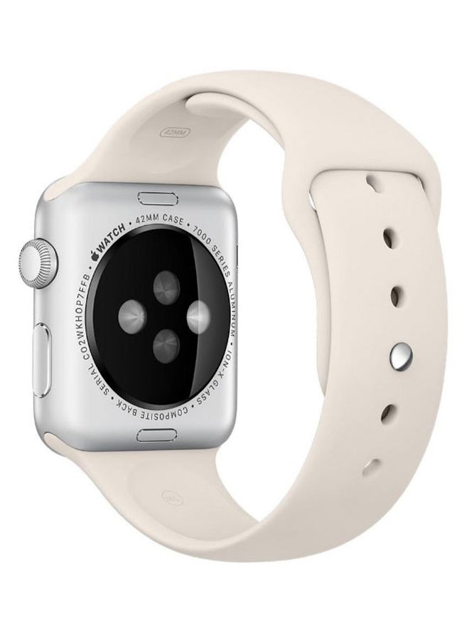 Perfii Solid Silicone Replacement Band For Apple Watch Series 5/4/3/2/1 Antique White - Image 2