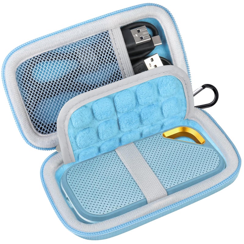 Lacdo Hard Carrying Case for SanDisk Extreme ProSanDisk Extreme Portable External SSD 500GB 1TB 2TB 4TB 8TB USBC Solid State Drive Shockproof Water Repellent Protective Storage Travel Bag Sky Blue - Image 2