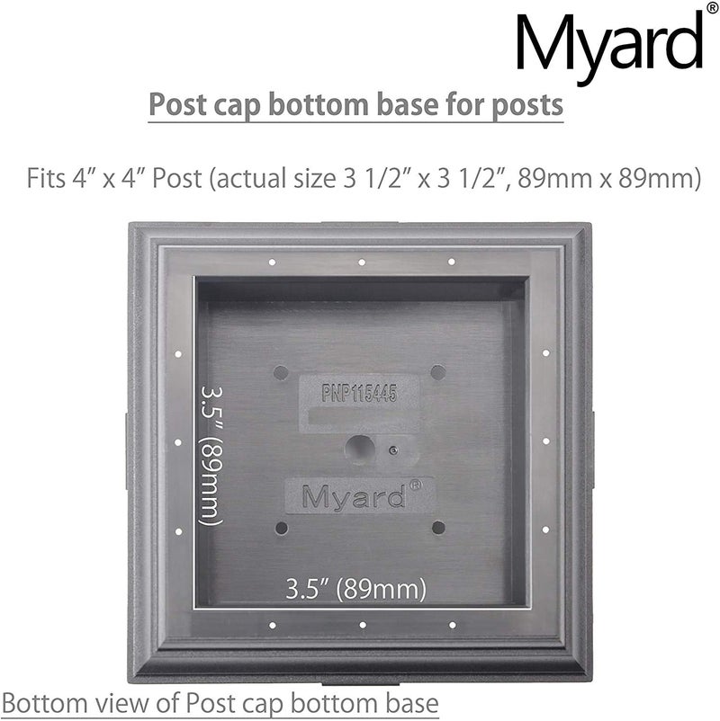 Myard Screw-Free Universal Fence Pyramid Top Cap fits Post 4 x 4 Inches (Actual Post Size 3.5'' x 3.5'', 89mm x 89mm) Porch, Handrail, Railing, Fence, Glue-On Design (Qty 1, White) - Image 4