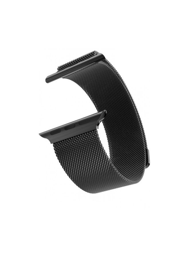 Milanese Mesh Stainless Steel Band for Apple Watch Series 5/6/7 42/44/45mm Black - Image 2