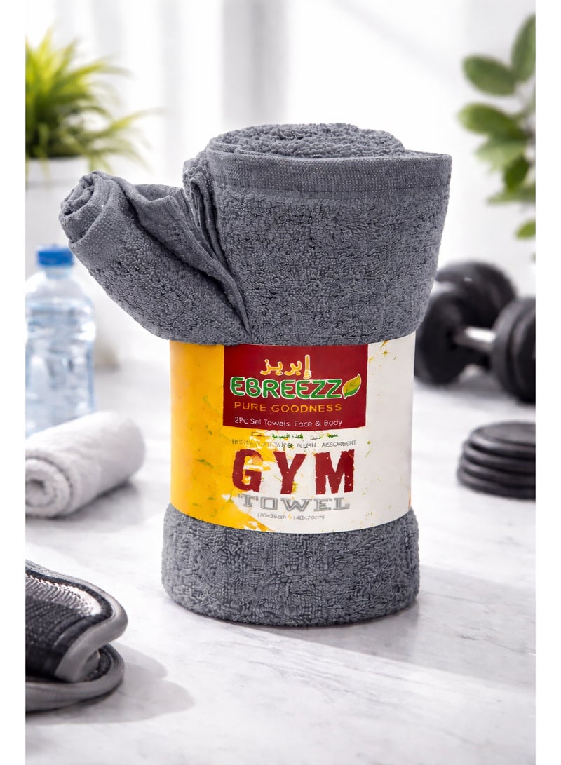 EBREEZZ Gym Towel Set – 2 Piece Premium Cotton Face & Body Towels | 35*70cm 70*140cm - Image 1