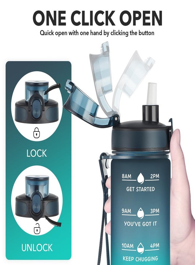 Enerbone زجاجة مياه إنيربوين سعة 24 أونصة، مانعة للتسرب وخالية من مادة BPA والسموم، زجاجة مياه تحفيزية مزودة بمؤشرات للشرب وماصة، زجاجة مياه رياضية مزودة بحزام للمكتب، الصالة الرياضية، والرياضات الخارجية - Image 3
