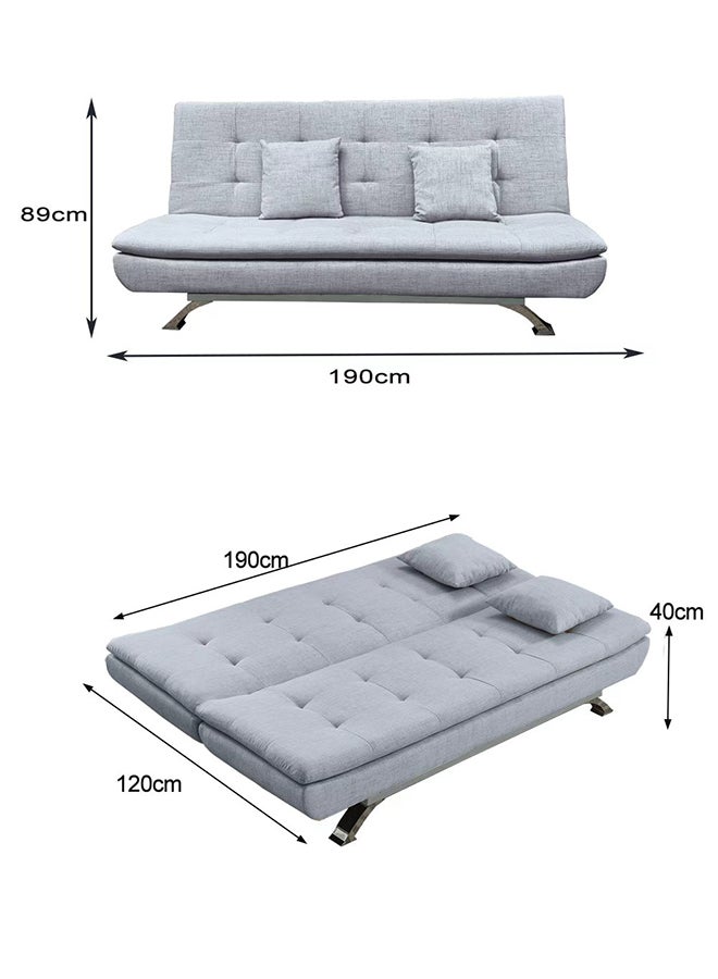 ايست من نون Classic 3 Seats Sofa Bed with Adjustable Backrest, Convertible Sofa Couch and Bed for Efficient Home, Small Spaces, Living Room or Office 190 x 120 x 40 cm in Grey - Image 2
