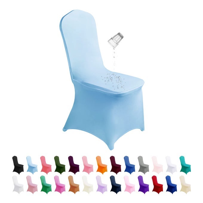 WATERPROOF SPANDEX CHAIR COVER 25PCS STRETCH DINING CHAIR COVERS POLYESTER OUTDOOR CHAIR COVERS PROTECTOR STRETCH CHAIR COVER FOR PARTY UNIVERSAL BANQUET WEDDING EVENT HOTELBLUE MIST