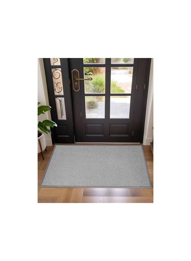 The Bros Thin Indoor Door Mats 43.5 x 75 cm, Dirt Trapper Door Mat Indoor Non Slip Rubber Backed, Absorbent Doormats Inside for Entryway Indoor Washable, Grey - Image 2