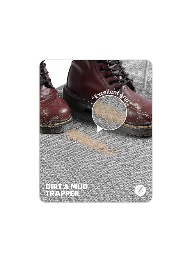 The Bros Thin Indoor Door Mats 43.5 x 75 cm, Dirt Trapper Door Mat Indoor Non Slip Rubber Backed, Absorbent Doormats Inside for Entryway Indoor Washable, Grey - Image 4