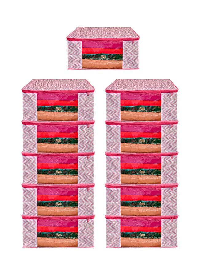 SHAPING FABRIC Shaping Fabric Saree Cover Set of 11 Non-Woven Fabric Clothes Organiser for Wardrobe with Transparent Window & Double Zip Clothes Storage Bag, Garment Cover SC_XL_Large_GCVETR8249653486192726107 - Image 1