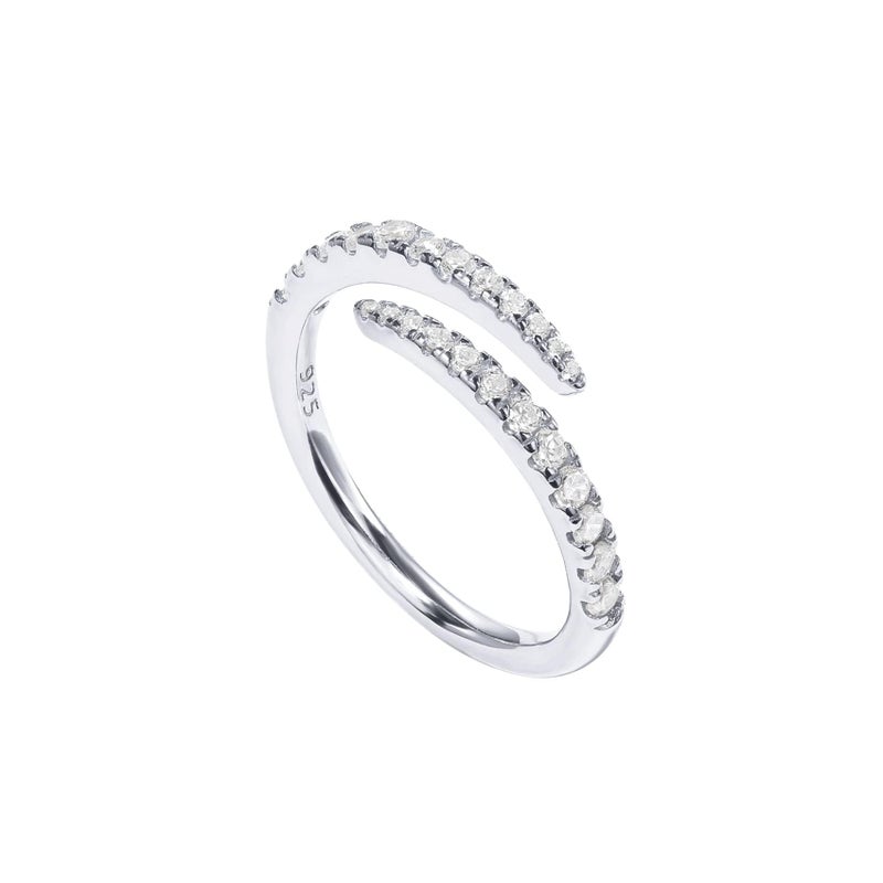 PAVOI 14K Gold Plated Cubic Zirconia Open Twist Eternity Band White Gold for Women Size 8 v2 - Image 1