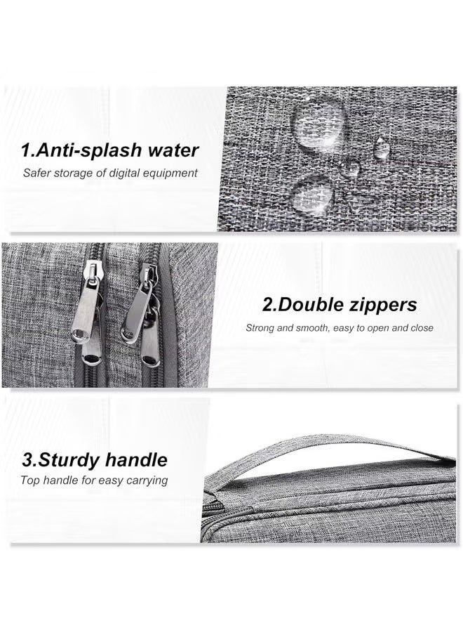 Arabest Electronic Organizer, Double Layer Travel Cable Organizer Bag Large Waterproof Electronic Accessories Storage Case for iPad, Kindle, Cables, Cord, Chargers, Hard Drive (Grey)  - Image 4