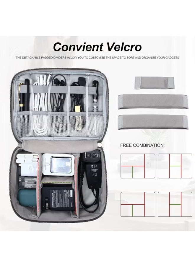 Arabest Electronic Organizer, Double Layer Travel Cable Organizer Bag Large Waterproof Electronic Accessories Storage Case for iPad, Kindle, Cables, Cord, Chargers, Hard Drive (Grey)  - Image 5