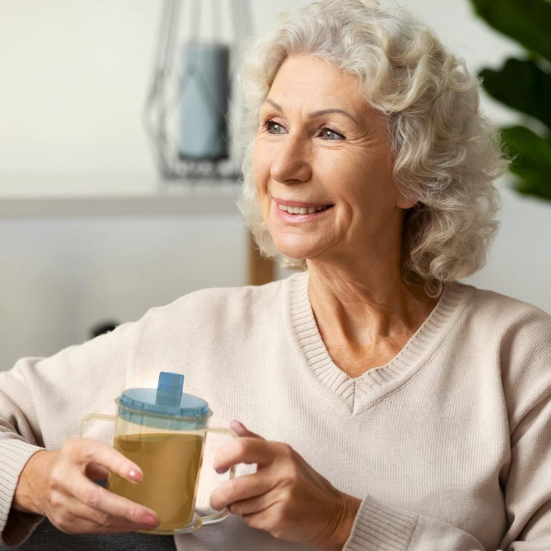 CUREPACK Adult Drinking Cup for Elderly – 350ml Non-Spill Cups – Dishwasher Safe Non-BPA Plastic Two-Handled Cup for Elderly – Sippy Cup for Adults, Disabilities - Image 3