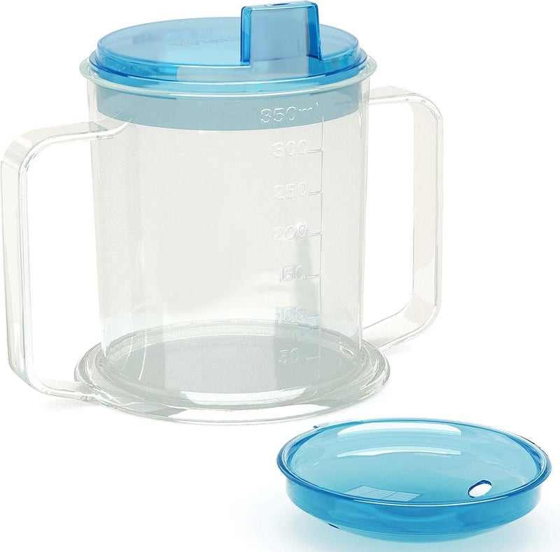 CUREPACK Adult Drinking Cup for Elderly – 350ml Non-Spill Cups – Dishwasher Safe Non-BPA Plastic Two-Handled Cup for Elderly – Sippy Cup for Adults, Disabilities - Image 1