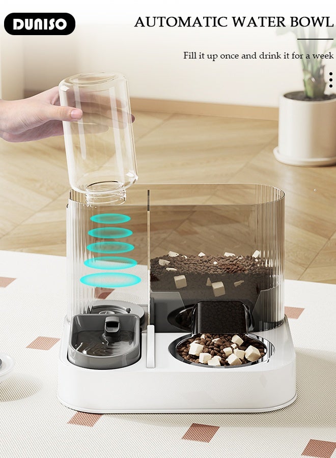 DUNISO موزع طعام أوتوماتيكي للحيوانات الأليفة، مجموعة موزع طعام ونافورة مياه للقطط والكلاب، موزع مياه أوتوماتيكي بسعة كبيرة مع جهاز دوران مياه كهربائي، موزع طعام 2 في 1 للكلاب والقطط الكبيرة والصغيرة والجروهات والقطط الصغيرة - Image 5