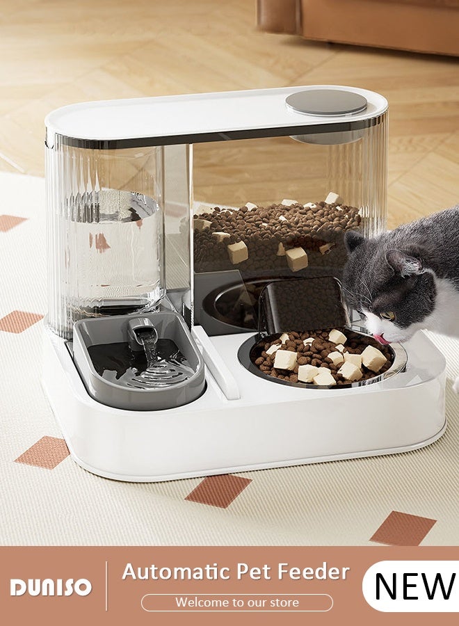 DUNISO موزع طعام أوتوماتيكي للحيوانات الأليفة، مجموعة موزع طعام ونافورة مياه للقطط والكلاب، موزع مياه أوتوماتيكي بسعة كبيرة مع جهاز دوران مياه كهربائي، موزع طعام 2 في 1 للكلاب والقطط الكبيرة والصغيرة والجروهات والقطط الصغيرة - Image 1