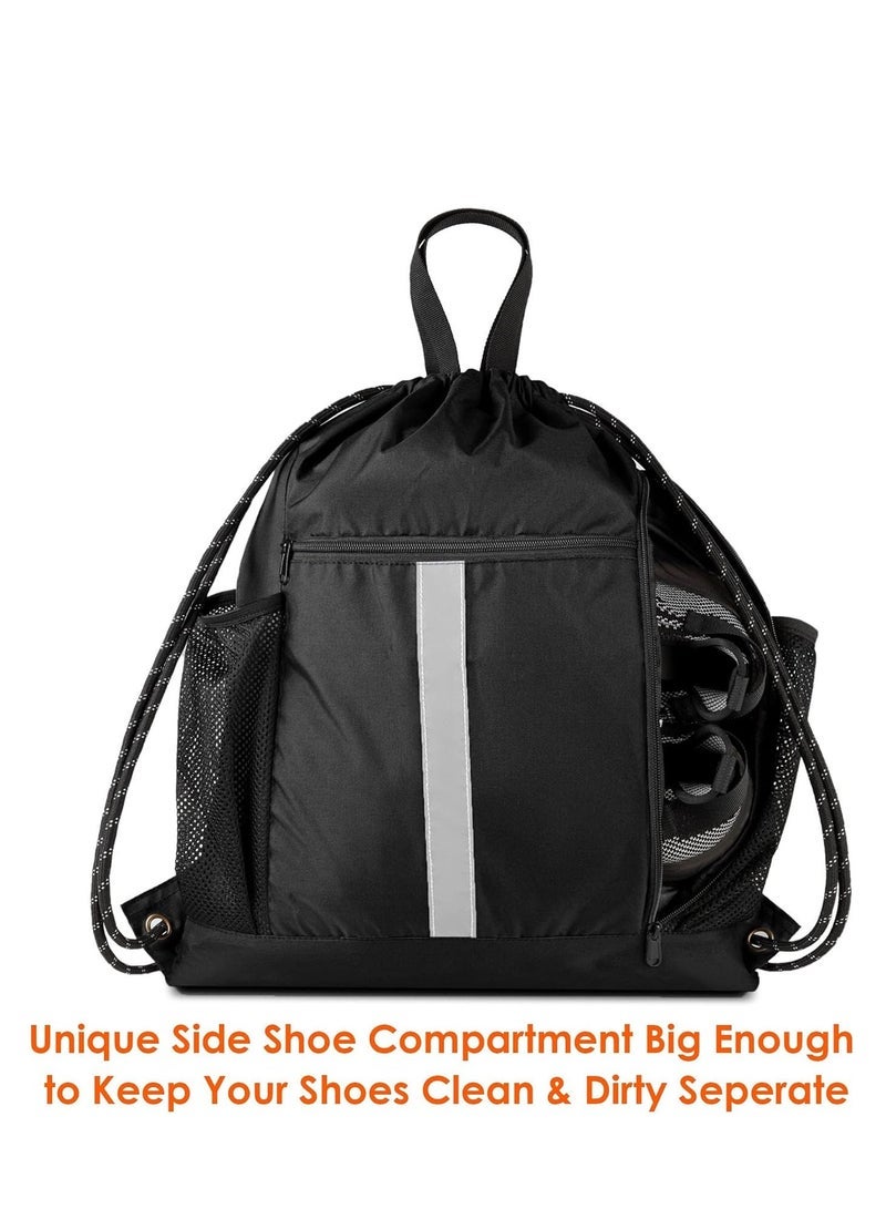 KASTWAVE Drawstring Backpack Sports Gym Sackpack with Mesh Pockets Water Resistant String Bag for Women Men Sport Draw String Back Bag - Image 3