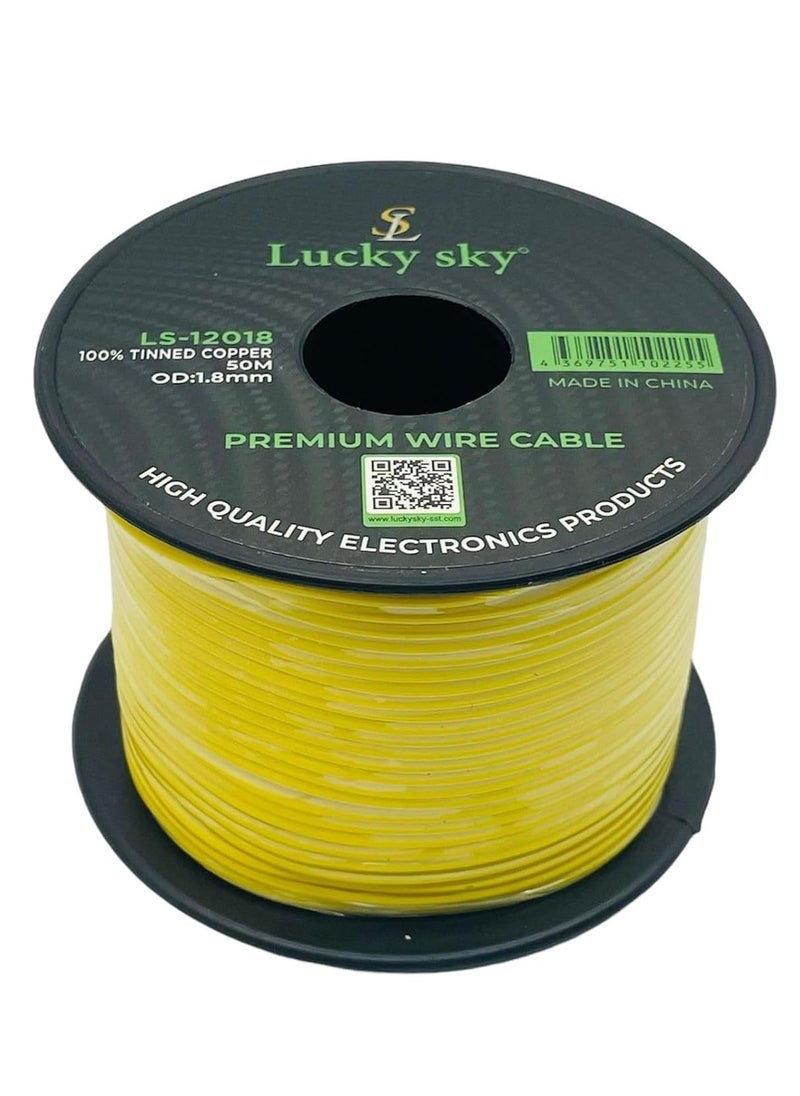 Lucky Sky 26awg Wire Flexible Silicone Tinned Copper UL1007 Silicone Rubber Insulated Yellow color 100M 328ft OD:-1.3mm Stranded Hook up Wire. (YELLOW) 