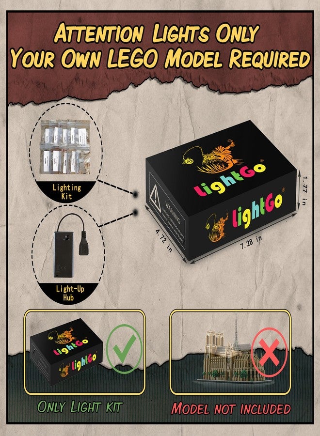 LightGo LED Lighting Kit Designed for Lego 21061 Notre-Dame de Paris Building Set - Not Include Model (Remote Version) - Image 2