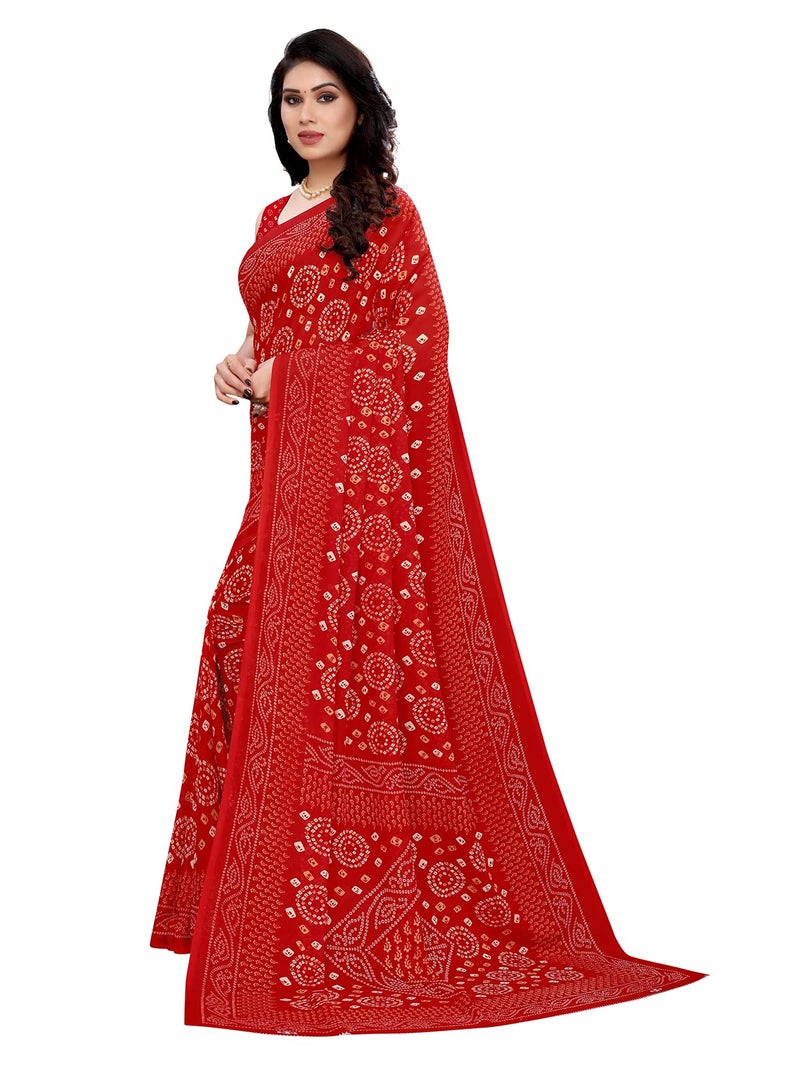 Satrani Women's Polyester Saree (2041ST571_Red) - Image 2