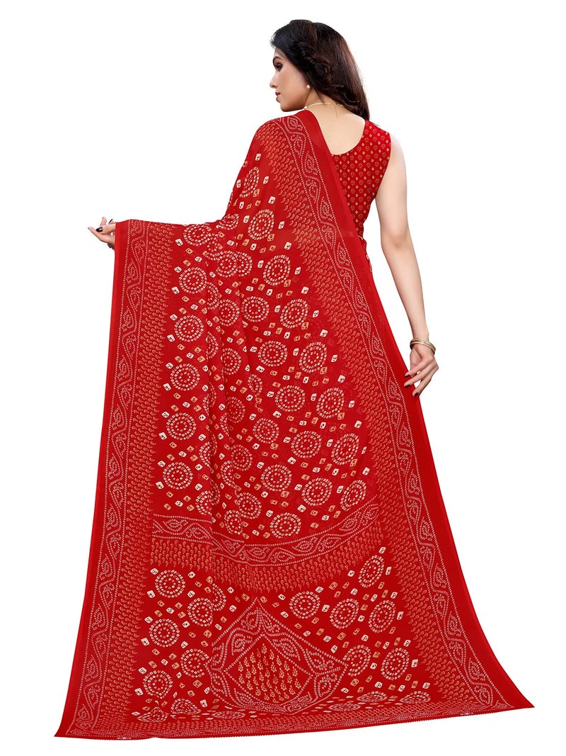 Satrani Women's Polyester Saree (2041ST571_Red) - Image 3