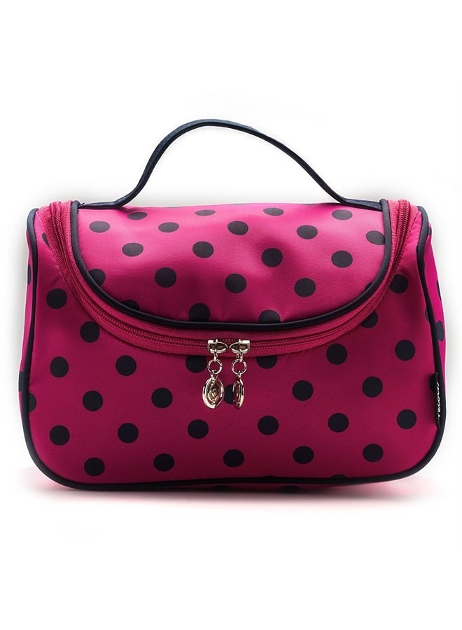 Yeiotsy Travel Cosmetic Bag Cute, Polka Dots Makeup Bag for Girls Travel Toiletry Organizer (Rose Red) - Image 2