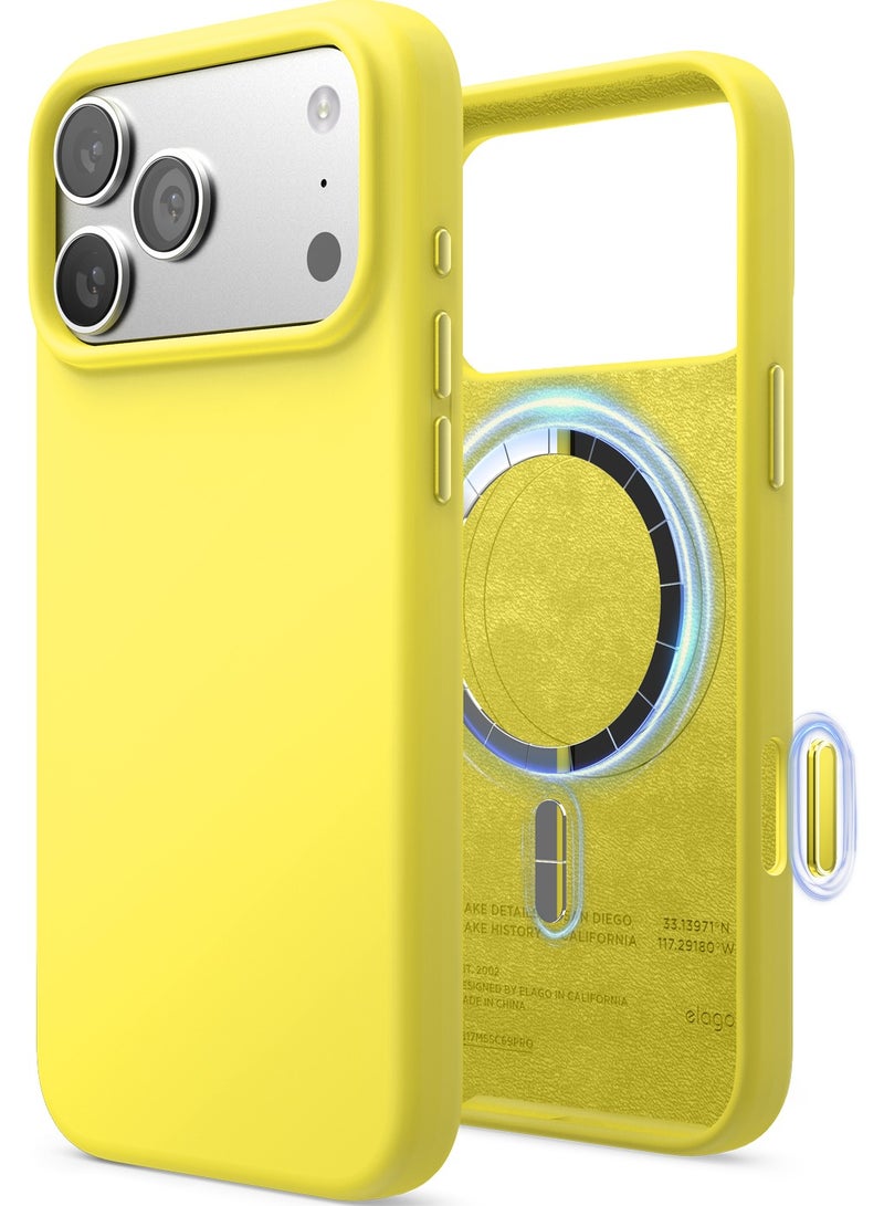 Elago Magnetic Liquid Silicone for iPhone 17 Pro MAX case cover [Camera Control Button Cover] compatible with MagSafe Shockproof - Neon Yellow - Image 1