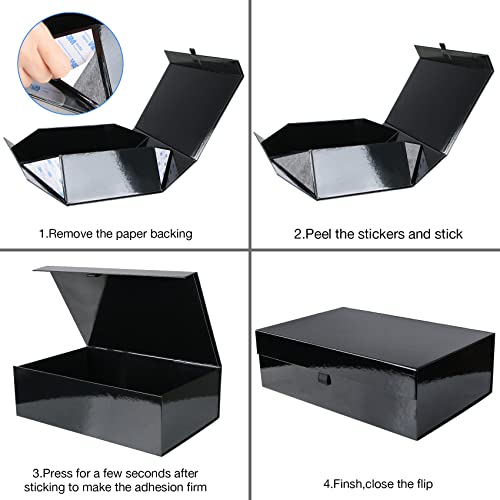Aimyoo 1 Pack Black Collapsible Gift Box with Magnetic Closure Lids & Rope for Easy Opening 13.8x9x4.3, Bridesmaid Groomsman Proposal Boxes, Rectangle Storage Present Boxes - Image 2