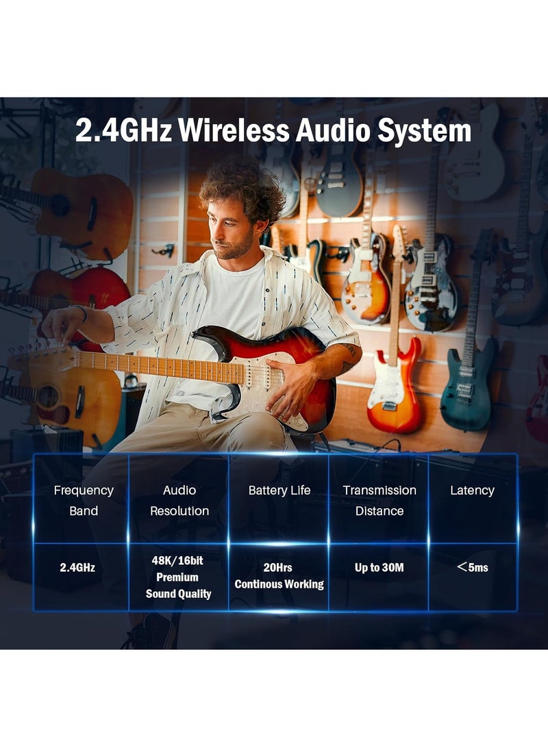 LAESO 2.4GHz Wireless Guitar Transmitter Receiver: Wireless Guitar System for Bass Violin Keyboard Electric Instrument with Premium Sound | 100FT Transmission Distance - Image 2
