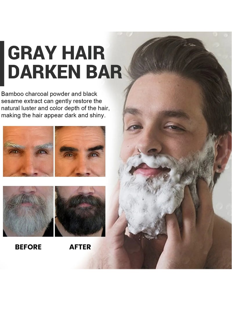 OUHOE Darkening Hair Soap, Gray Hair Reverse Bar, Nourish Repairing White Grey Hairs Treatment Shampoo Bar, Organic And Safe Gray Hair Coverage Soap Bar Blackening Beard Eyebrows Deep Cleansing - Image 2
