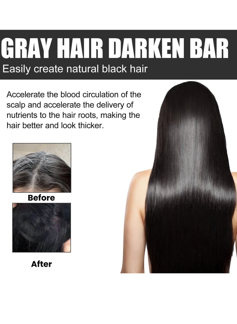 OUHOE Darkening Hair Soap, Gray Hair Reverse Bar, Nourish Repairing White Grey Hairs Treatment Shampoo Bar, Organic And Safe Gray Hair Coverage Soap Bar Blackening Beard Eyebrows Deep Cleansing - Image 4