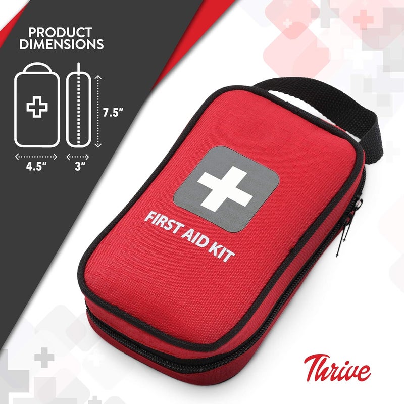 Thrive First Aid Safety Kit  100Piece Bag  Compact Waterproof RipStop Nylon Pouch  MultiSize Bandages Antiseptic Wipes  Safety Pins for Car  Travel - Image 2