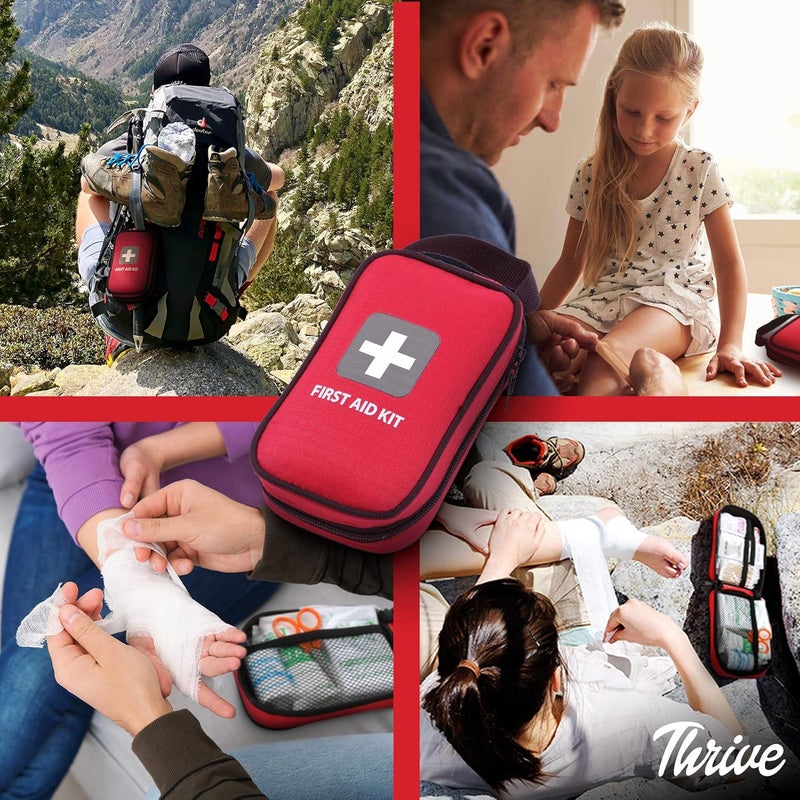 Thrive First Aid Safety Kit  100Piece Bag  Compact Waterproof RipStop Nylon Pouch  MultiSize Bandages Antiseptic Wipes  Safety Pins for Car  Travel - Image 4