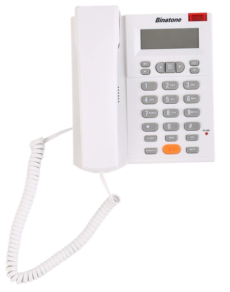 Binatone Concept 700 Corded Landline Phone with Clip & Digital Speaker Phone,LCD Display,2 Direct Memory,Ringer LED,Adjustable Ringer Volume,Caller Display,Mute Function,Desk/Wall Mountable- White - Image 1