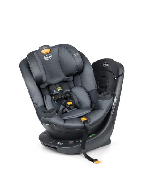 Chicco Fit360 ClearTex Rotating Convertible Car Seat with 360 Degree Rotation for Rear-Facing and Forward-Facing, LeverLock Self-Tensioning Lock System, Carbon/Grey