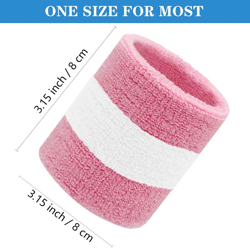 IMAGERIO 8 Pack Wrist Sweatbands Tennis Wrist Bands Absorbent Sweat Band for Men and Women, Breathable Cotton Sweatbands for Working Out, Football, Basketball, Running Athletic Sports - Image 2